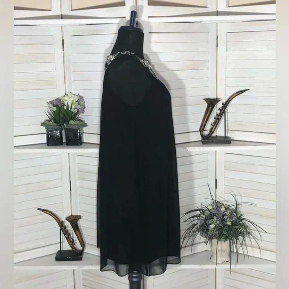 Maggy London Silk Black Beaded Sequin Mini Dress 6 - Picture 3 of 9